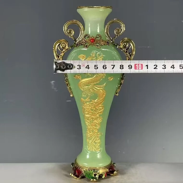 Esta es una botella de cerámica tipo jade muy bonita de China Foto 3 de 4