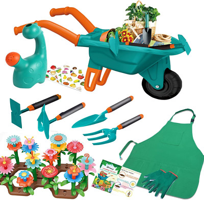 16Pcs Kids Gardening Tools Outdoor Toys Set Backyard Play with 93 PCS DIY Flower