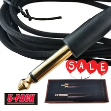 5pcs Silicone RCA Clip Cord For Tattoo Pen Power Supply 1/4" Phono Plugs 6 ft