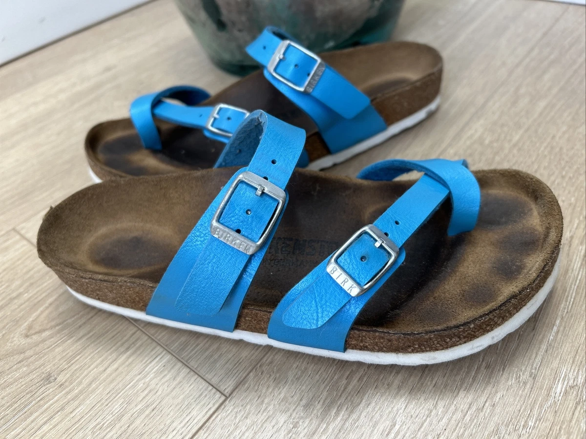 BIRKENSTOCK Sandals Flor MAYARI Toe Loop Metallic Blue Size EU 36