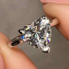 2.57Ctw Moissanite Solitaire 18k White Gold Vermeil Plated Engagement Ring