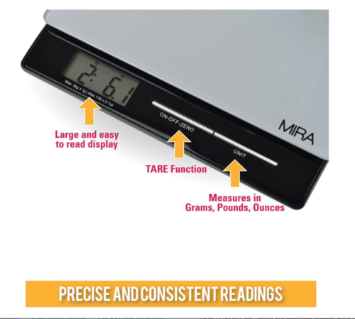 MIRA 11 lb Digital Food Scale - Glass Platform with Multi-Unit Measurement - Picture 4 of 6