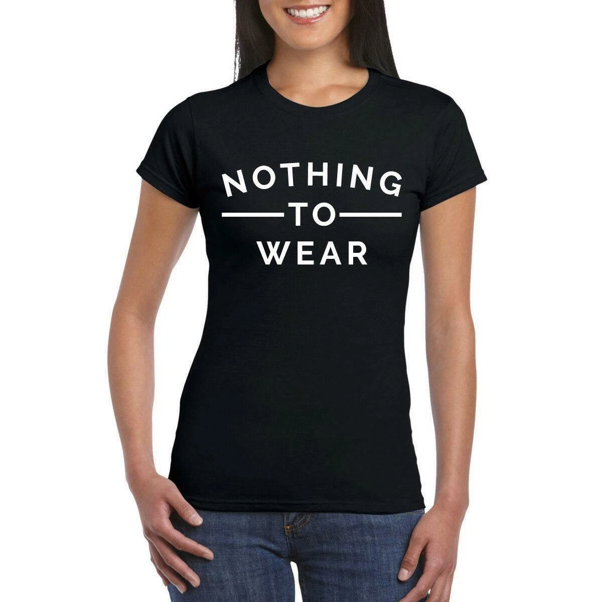 Nothing To Wear T Shirt Celebrity Fashion Top New White Womens Slogan UK  Summer | eBay