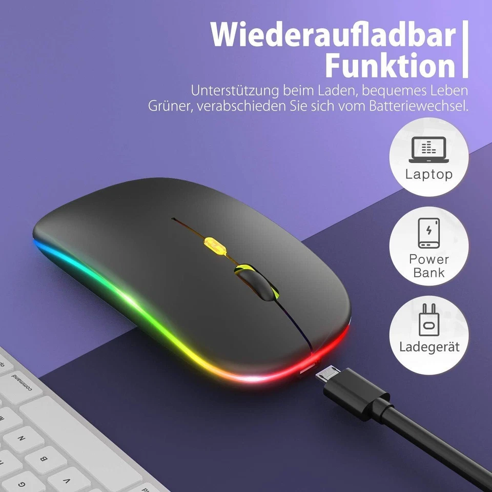 Kabellose Mini Bluetooth Tastatur mit Maus im SET German Layout QWERTZ - Bild 4 von 4
