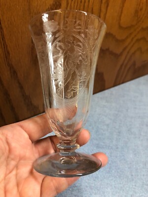 Psyche Chip Water Goblet, Potomac Glass co etched
