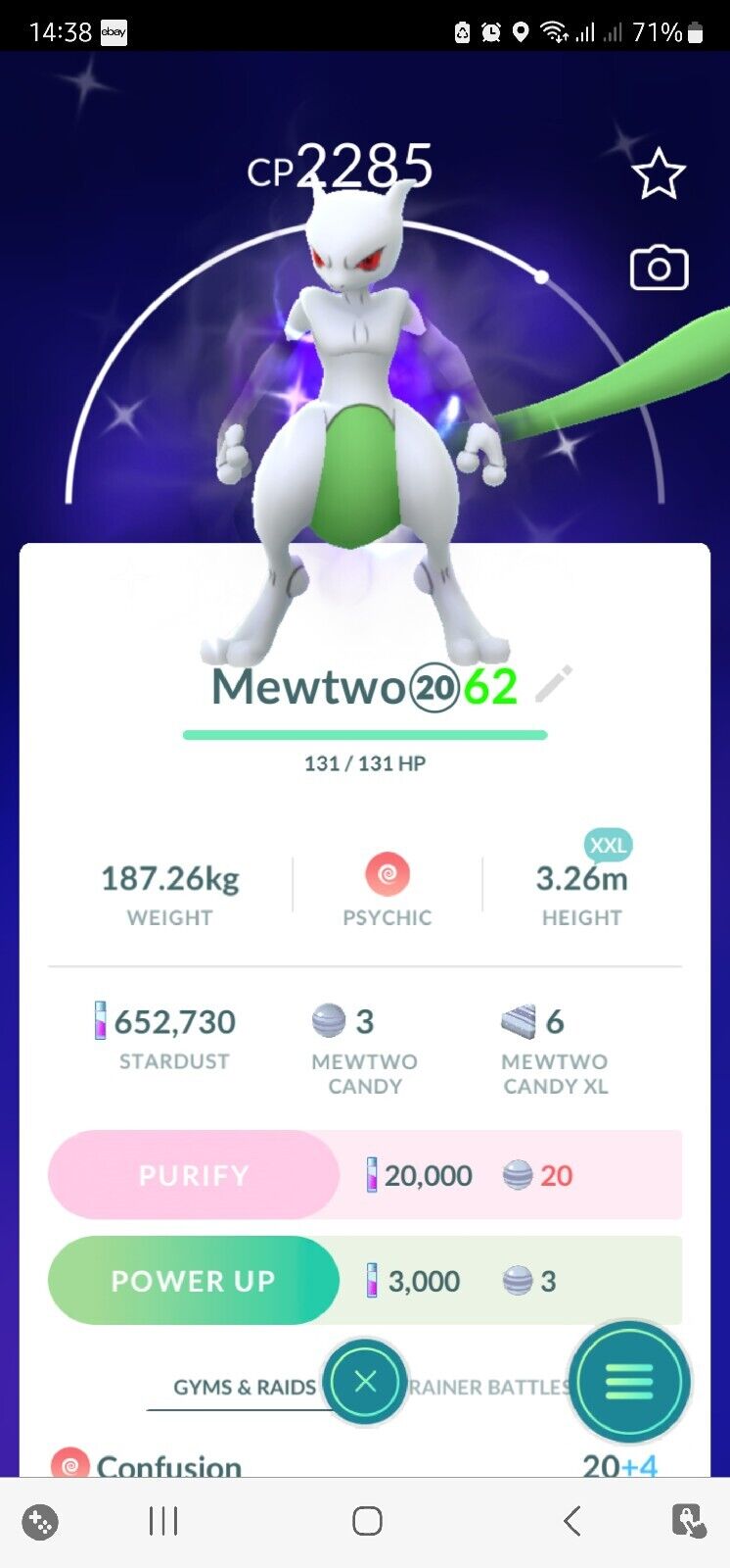 What will be my Mewtwo's CP once I purify him? : r/pokemongo