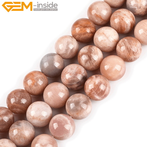 Natural Sunstone Round Loose Beads 15" Big Hole Stone Beads Jewelry Making Craft - Picture 4 of 34