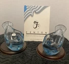 Fenton Set Of 2 Light Blue Dove Bird Candle Holders