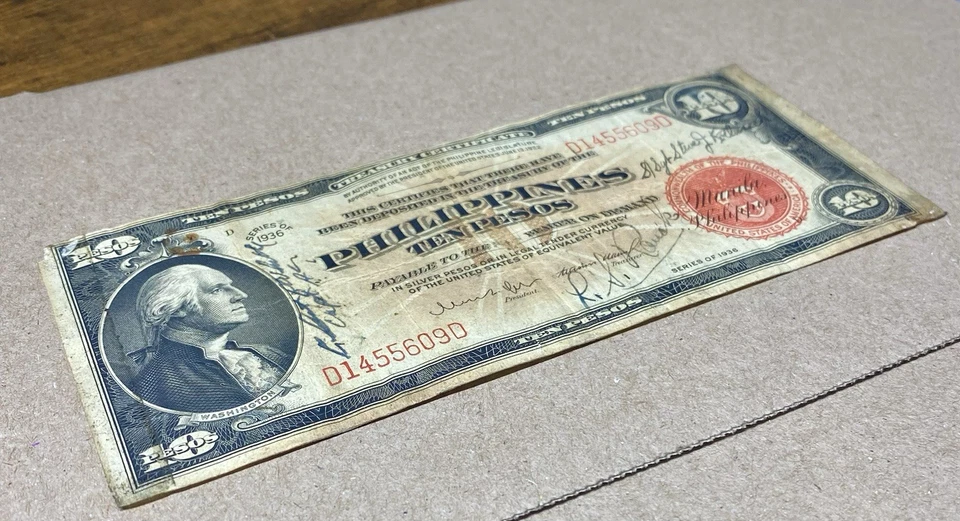 1936 Philippines 10 Pesos Treasury Certificate Sgt. AUTO - Image 2 of 4