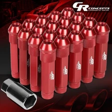 J2 M12 X 1.25 7075 ALUMINUM 25MM OD/90MM 20PCS OPEN END LUG NUT SET W/KEY RED