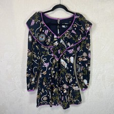 Maeve Anthropologie Long Sleeve Ruffled V-Neck Printed Dress Women’s 0 Victorian