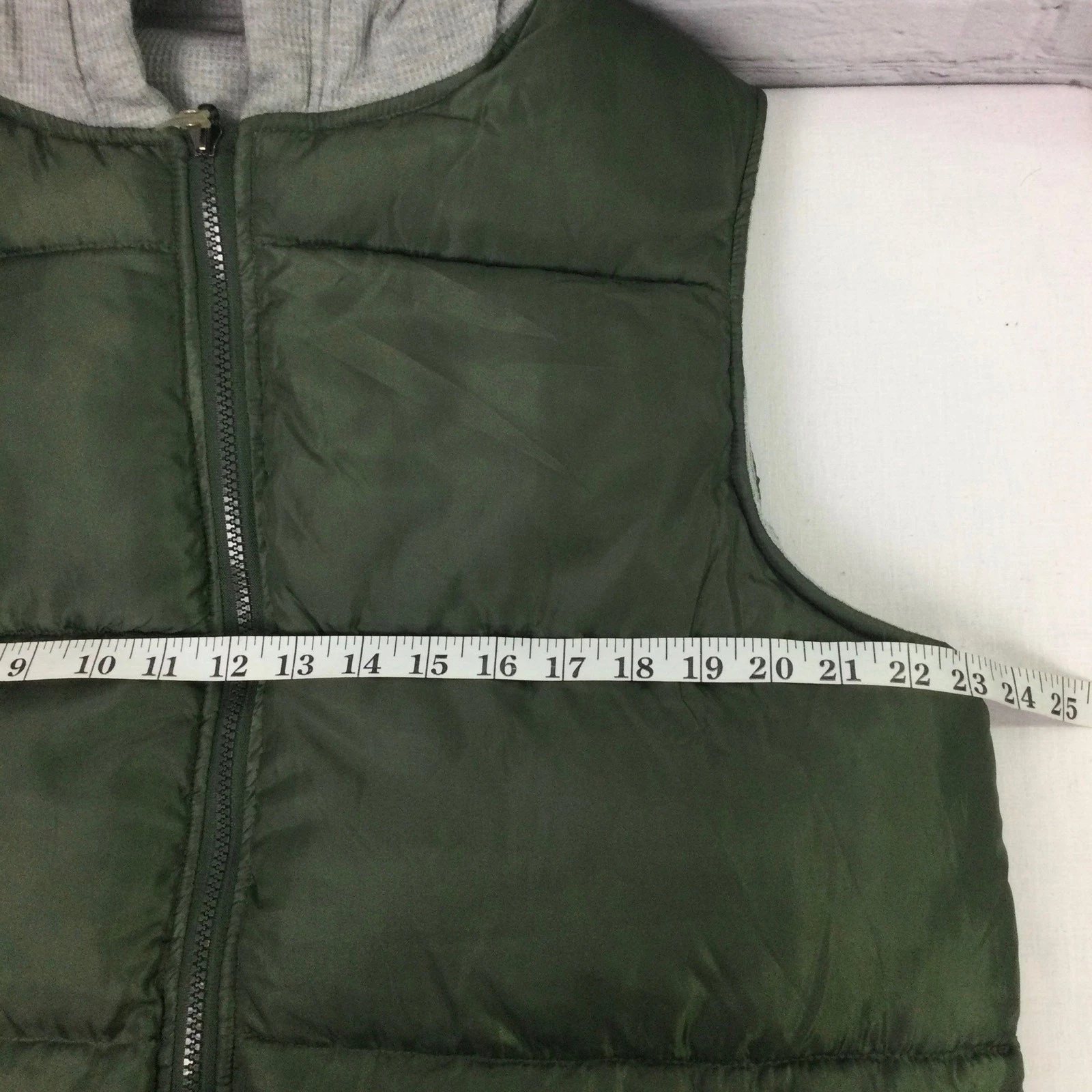 Decoded Gorpcore Hooded Quilted Puffer Casual Hiking Zip Green Vest Men's M image 10
