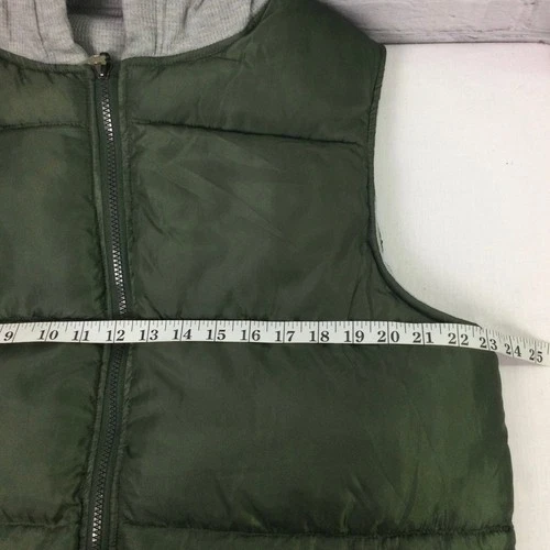 Decoded Gorpcore Hooded Quilted Puffer Casual Hiking Zip Green Vest Men's M image 10