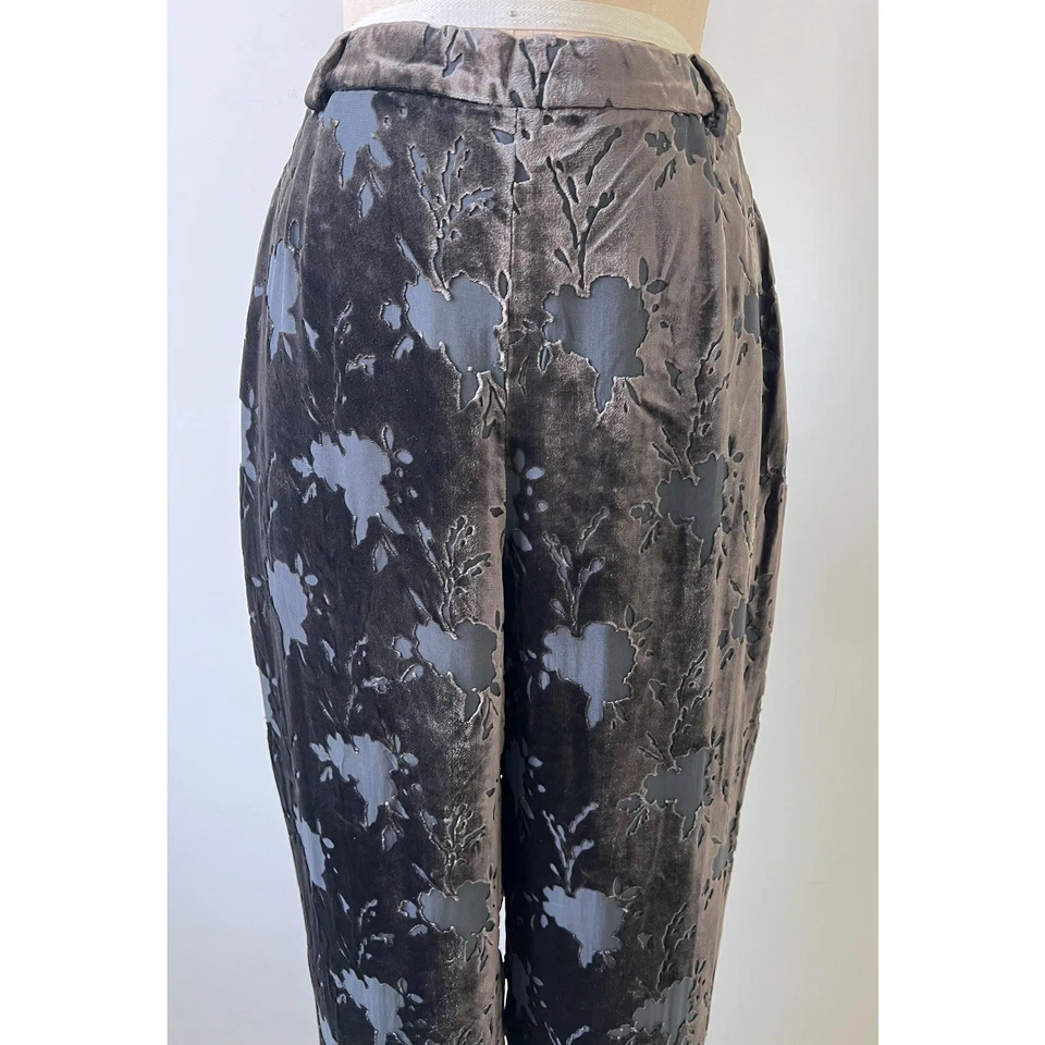 1990s Pants / 90s Giorgio Armani Gray Silk Burnout Trousers / Medium - Image 3 of 4