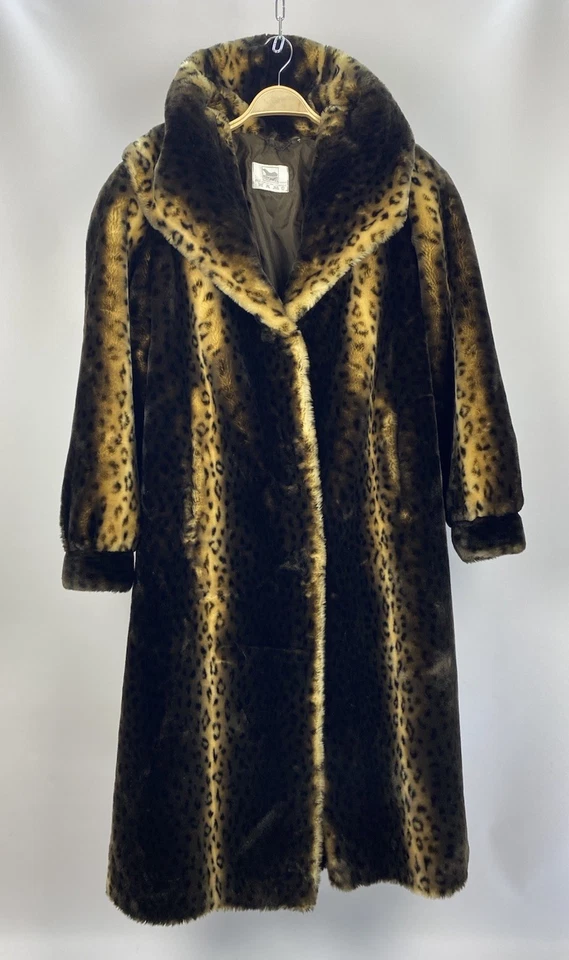Abrigo de piel sintética de leopardo vintage Tissavel Paris con capucha largo Francia años 80 90 Foto 4 de 4