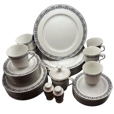 Vintage Schatztruhe Porzellan Majestic 3001 Geschirr Set 39 Teile Platin Japan - Bild 1 von 4