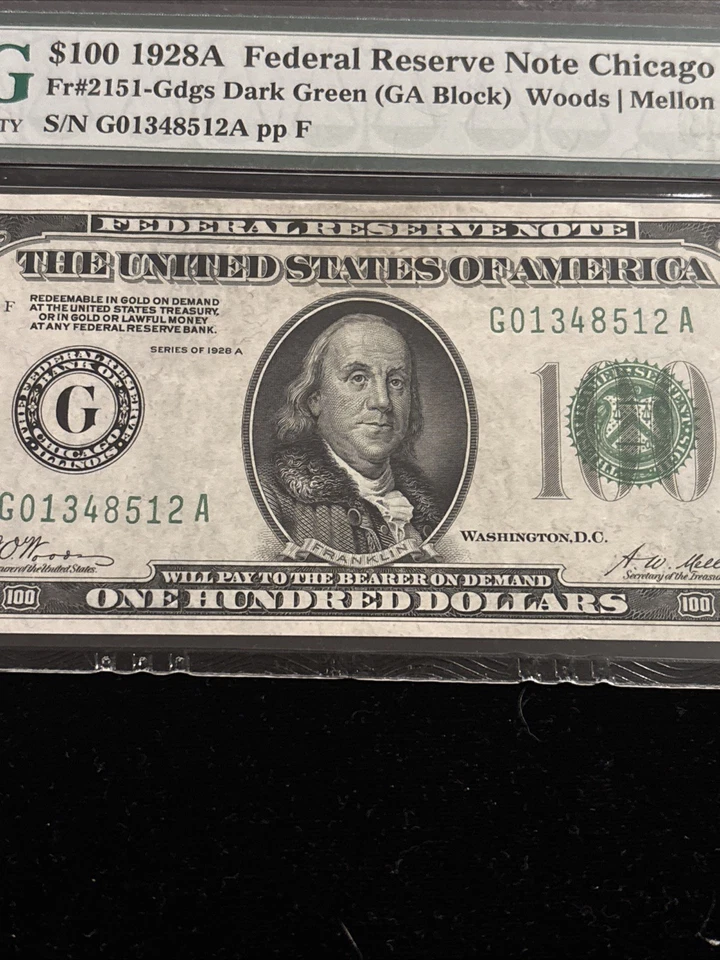 1928A $100 Federal Reserve Note FR2151-Gdgs (Dark Green) Chicago PMG 64 EPQ - Image 3 of 4