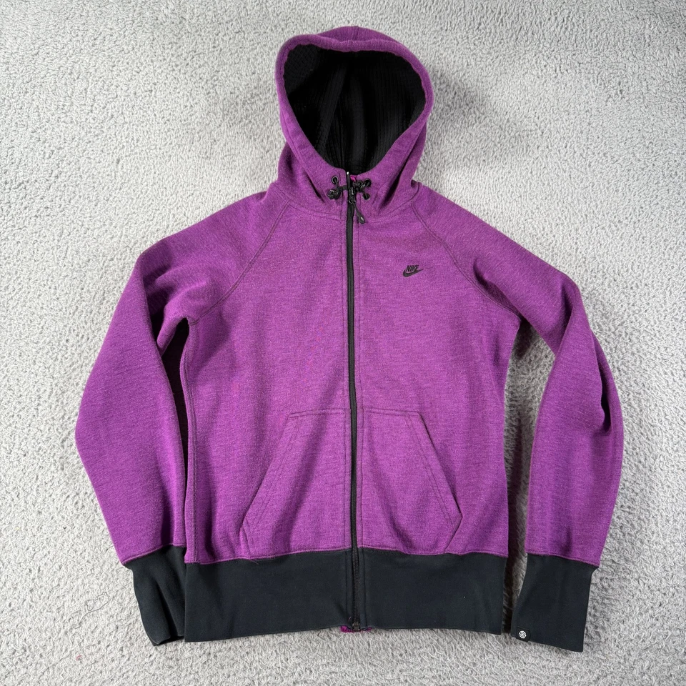 Мужская толстовка с капюшоном Nike большая фиолетовая черная на молнии спортивная одежда шерстяная смесь теплая куртка - Изображение 2 из 4