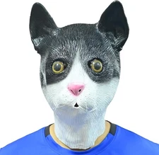 Cute Cat Mask Realistic Latex Adults Animal Full Head Mask for Halloween Unisex