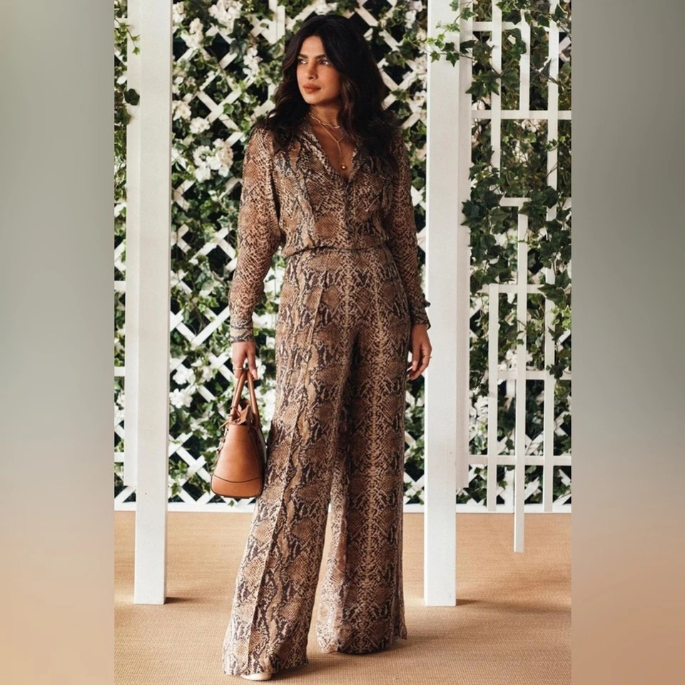 Ralph Lauren Purple Label Python Print Silk Chiffon Palazzo Pants Womens 4 NWT