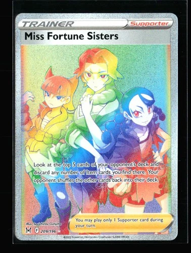 Miss Fortune Sisters (Secret) Holo Secret Rare SWSH11: Lost Origin 209/196 NM