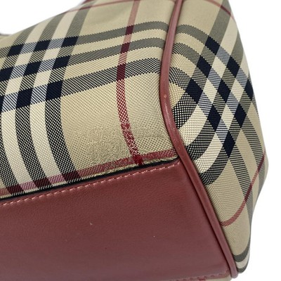 BURBERRY LONDON ENGLAND Beige Black Multi Nylon Jacquard Leather