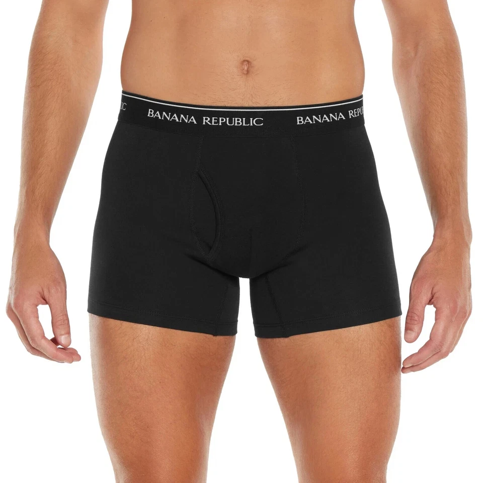 Paquete de 3 calzoncillos boxer Banana Republic cómodos elásticos con cintura para hombre, negros, M Foto 4 de 4