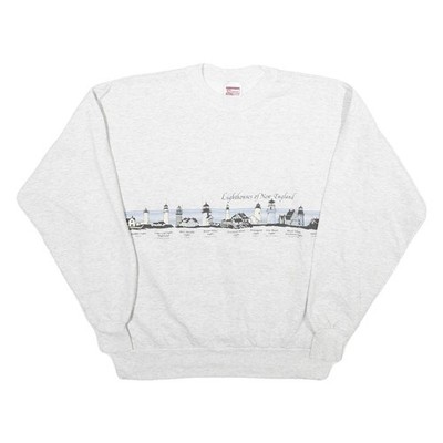 HANES Herren Sweatshirt weiß Lighthouses of New England Rundhalsausschnitt XL Baumwollmischung