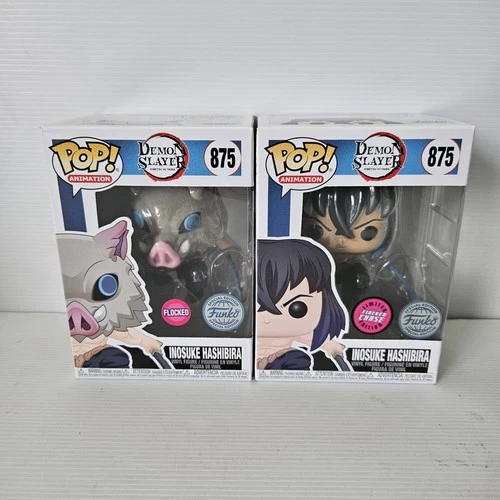 Inosuke Hashibira #875 Flocked + Chase Demon Slayer Funko Pop Vinyl Bundle