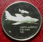 North American B-86 Sabre Aircraft Round-Franklin Mint 1.2 Troy oz.925 Silver