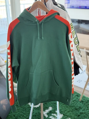 Sweat à capuche coton épais vert et orange Supreme Sideline taille L pin clair