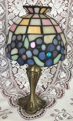 PartyLite HYDRANGEA Fairy Lamp P7790 Tiffany Stained Glass Tealight Holder HTF