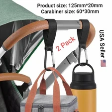 2 PCS Stroller Hooks Buckles Clip Aluminum Alloy Carabiner Cart Organizer Diaper