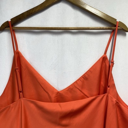 A New Day Adjustable Straps V-Neck Midi Silk Dress Women 3X Orange Side Slit New - Picture 19 of 19