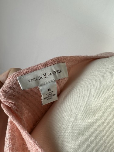Vintage America Top Womens Medium Pink Waffle Thermal Long Sleeve Oversized - Picture 5 of 5