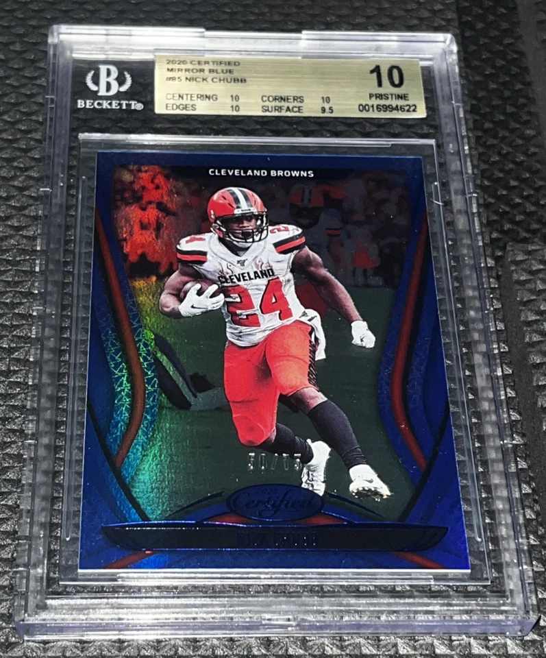 2020 Panini Certified Football Nick Chubb #85 Mirror Blue 50/75 Beckett 10 - Image 4 of 4