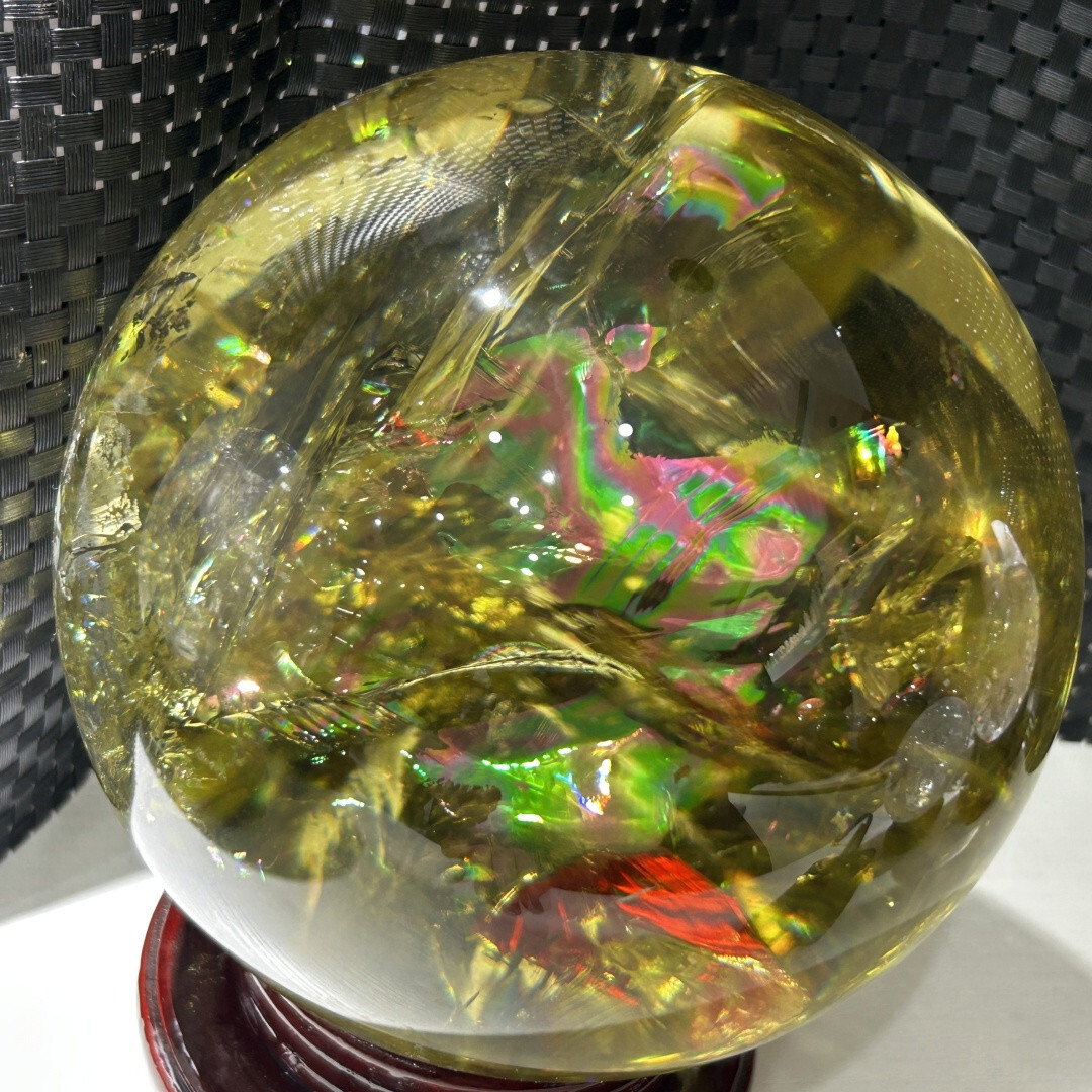 11.22LB Top Natural Rainbow Citrine Quartz Sphere Crystal Energy Ball Heal A+++