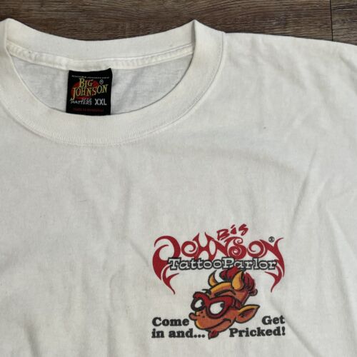 T-shirt vintage 1999 Big Johnson salon de tatouage taille XXL 2XL drôle comédie humour - Photo 3/11