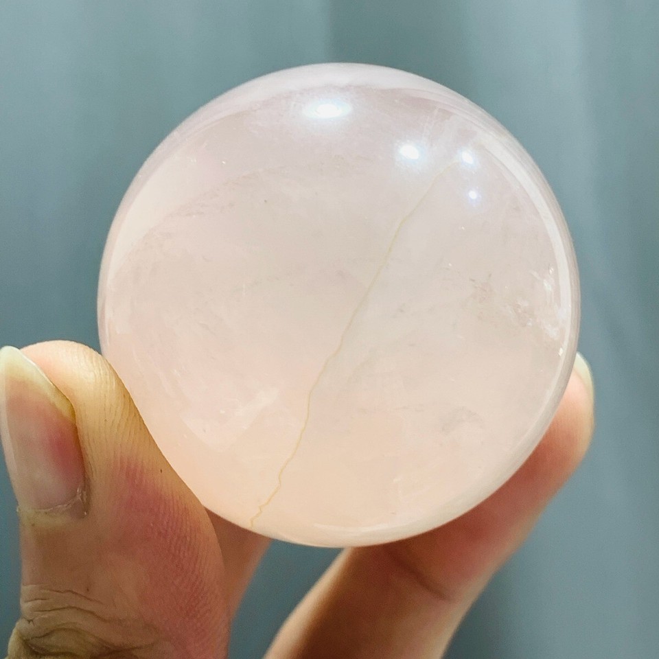 128g Natural Rainbow Flash Rose Quartz Pink Crystal Sphere Ball Energy