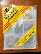 75 Baseball Card Collector Pages No PVC or Harmful Chemicals  9 Pocket Pages