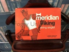 Vintage Meridian Viking Gentlemans String Vest/Singlet Underwear. New Old sto...