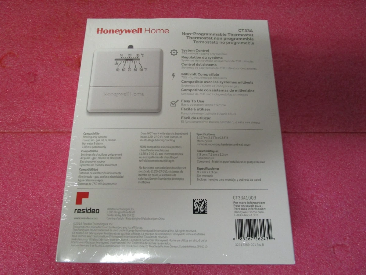 Honeywell CT33A1009 Millivolt Heat-Only Non-Programmable Thermostat CT33A -  NEW | eBay