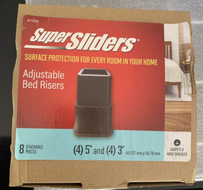8 Pack Bed Risers Brown Adjustable Furniture Lifts 3'' or 5'' Stackable Heavy Duty