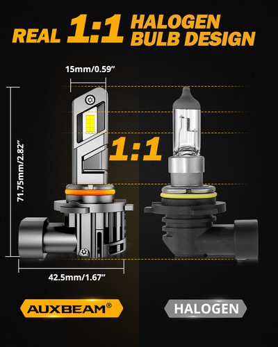 AUXBEAM Canbus 9005 LED Headlight Kit White 6500K 20000LM High/Low Beam Real 1:1 - Picture 4 of 12