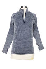 Saucony Activewear Zip Neck Slate Blue Long Sleeve Top with Thumb Holes Medium