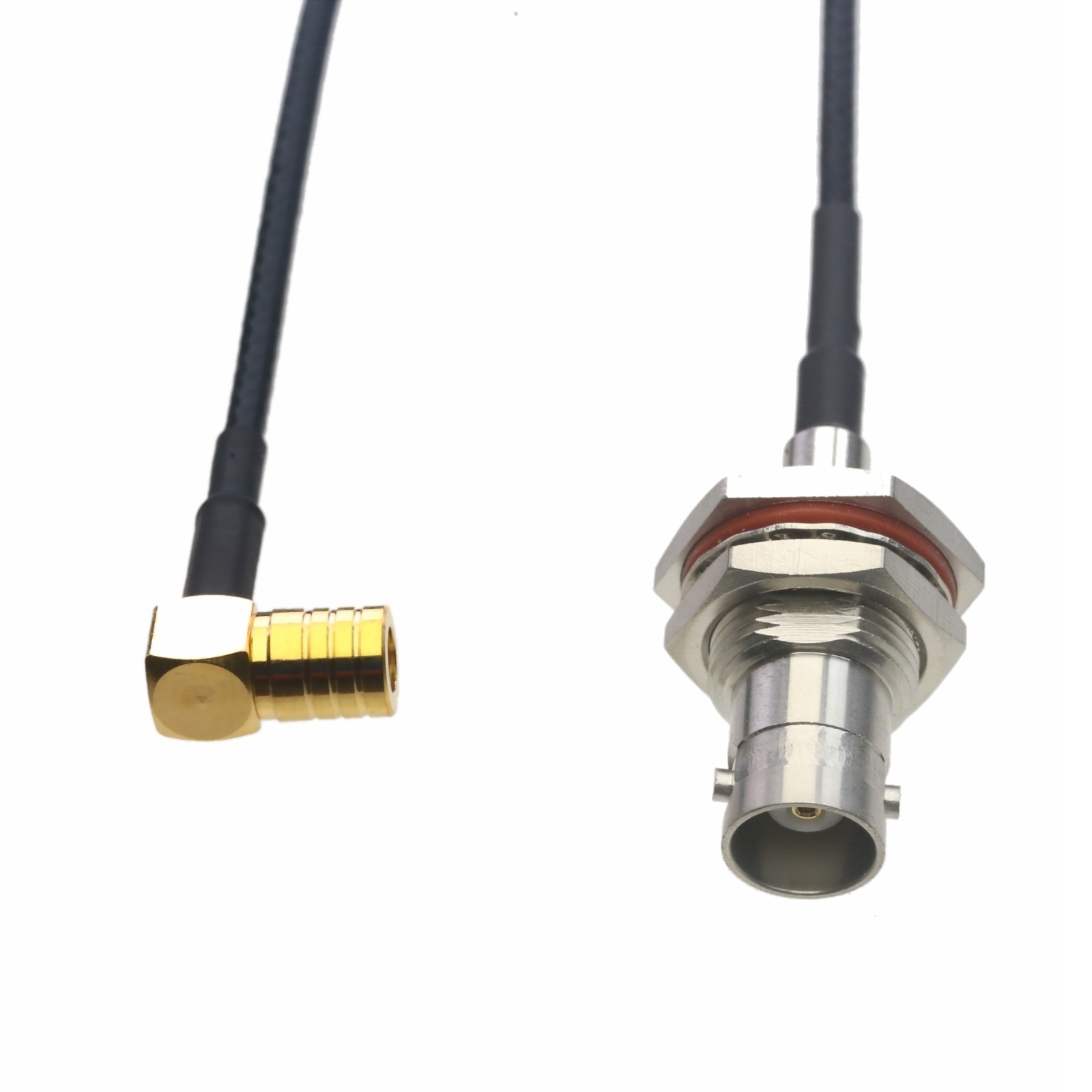 RF Cable BNC female nut bulkhead to SMB female Elbow RG316 6