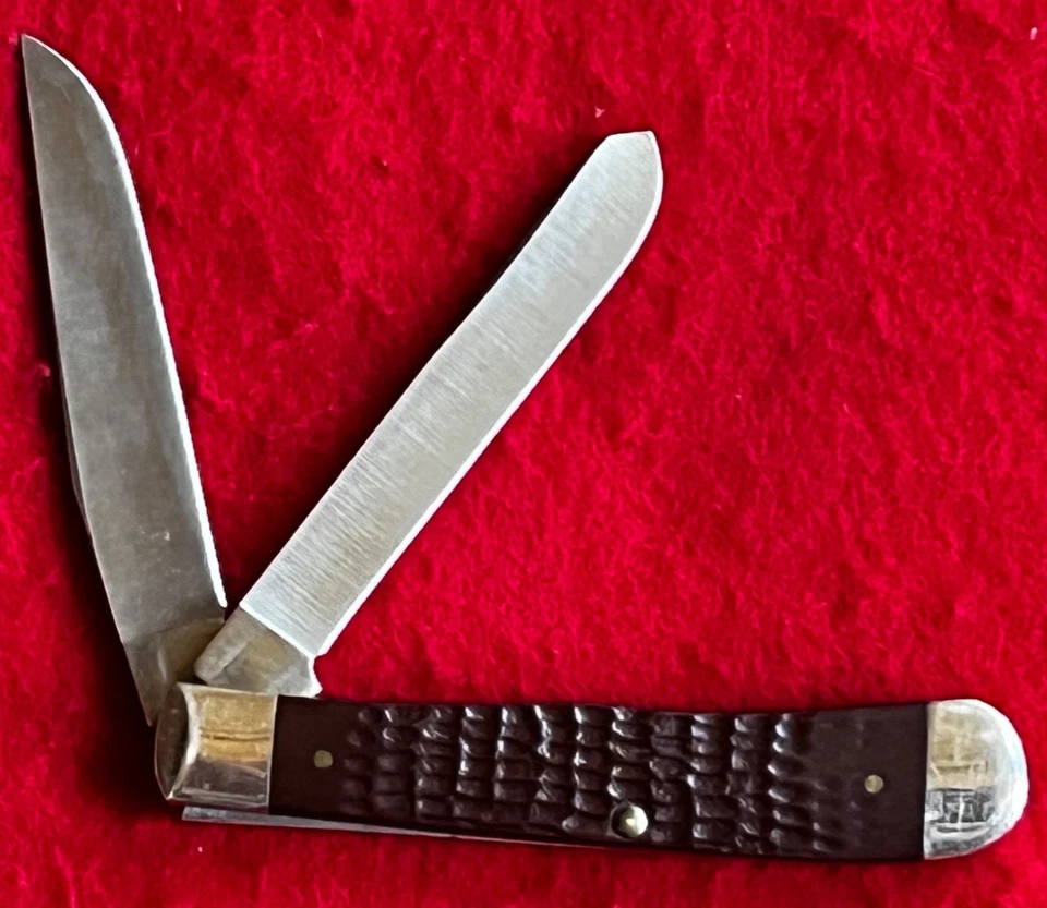 CASE XX OEM 6254 SS FACA CAÇADORA DOBRÁVEL *FEITA NOS EUA*-ALÇAS DE OSSO VERMELHO-USADA - Imagem 2 de 4