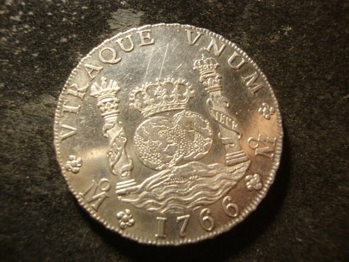 1766 Mo Stempelglanz AU Mexiko Silber Pillar Dollar Nice 8 Reales MSX - Bild 3 von 3