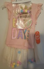 It's My Birthday Party Set Baby Girl Tutu Ruffle Shirt Outfit HEADBAND  NWT