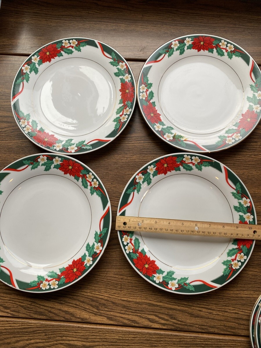 Vintage Tienshan Deck the Halls Christmas Dinnerware Set 16 Pcs